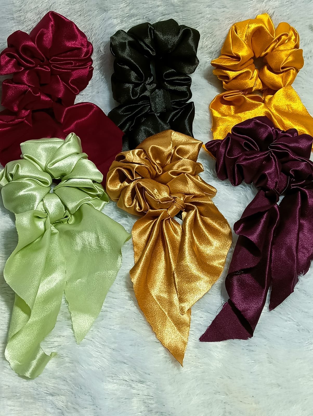 XL size multi colour hair tail scrunchies