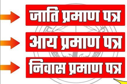 जाति - मूल निवास - आय प्रमाण पत्र 